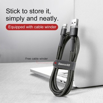 Premium Cafule USB to Type-C Cable 2A 3m for iPhone 15 / 16 Series - Black / Red