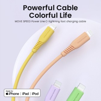 Premium 20V/3A USB-C to Lightning Colorful Charging Cable 1.2m - Yellow