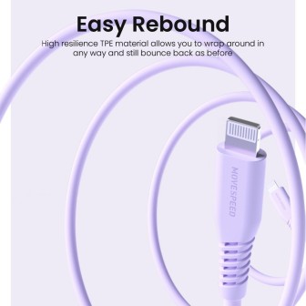 Premium 20V/3A USB-C to Lightning Colorful Charging Cable 1.2m - Purple