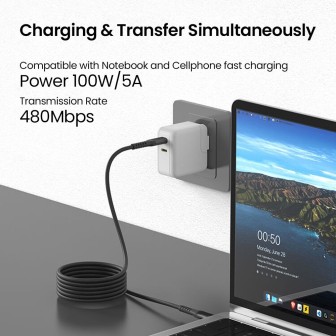 Premium MagWire 1 Series Self-winding Charging Data Cable 100W/5A 1m for - White