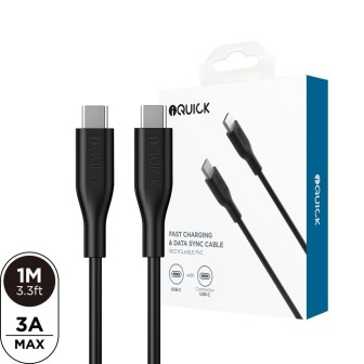 Premium PVC USB-C to USB-C Fast Charging Cable 1M for iPhone Series - Black