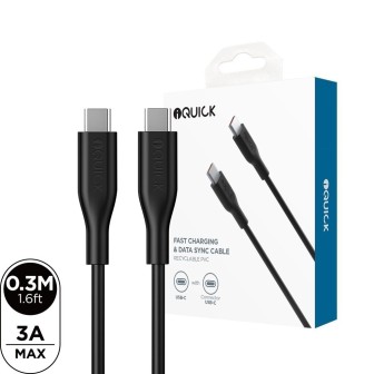 Premium PVC USB-C to USB-C Fast Charging Cable 0.3M for iPhone Series - White
