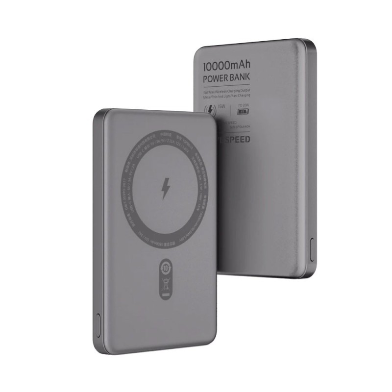 Premium S10 Ultra-thin Titanium Magnetic Power Bank 10000mAh PD20W - Grey