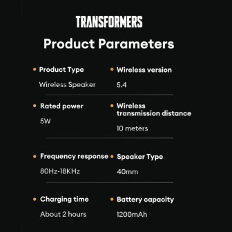 Transformers TF-Y03 Wireless Speaker - Yellow | Australia