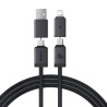 Premium Versatile Two-for-Two Fast Charging Cable U+C to C+L 60W 1M