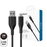 Premium PVC USB-A to USB-C Fast Charging Cable 2M - Black | Australia