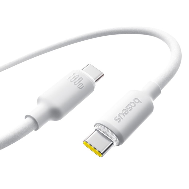Premium Foamed Silicone Fast Charging Data Cable USB-C to USB-C 100W - White