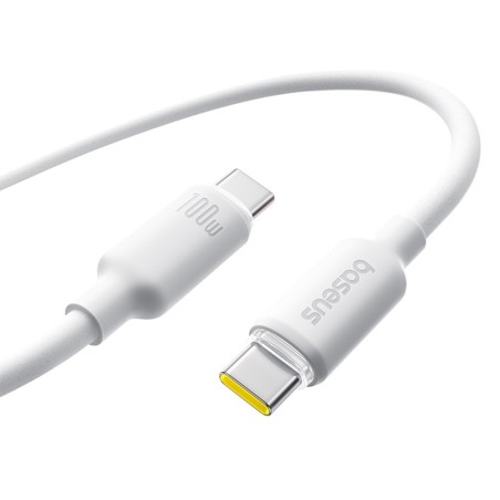 Premium Foamed Silicone Fast Charging Data Cable USB-C to USB-C 100W - White