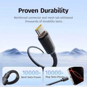 Premium Foamed Silicone Fast Charging Data Cable USB-C to USB-C 100W - Black