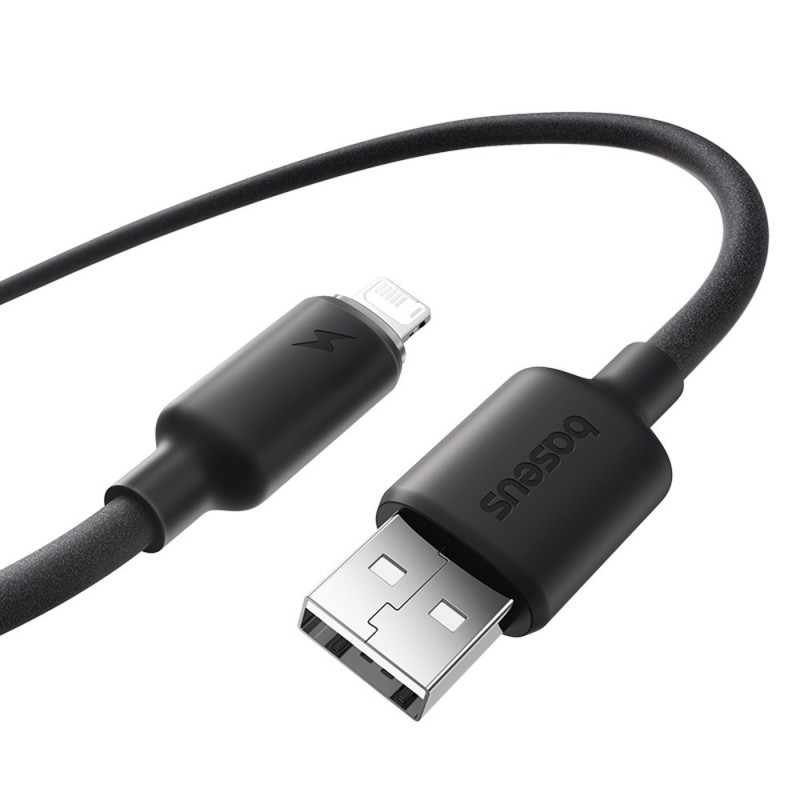 Premium Foamed Silicone Fast Charging Data Cable USB-A to Lightning 2.4A - Black