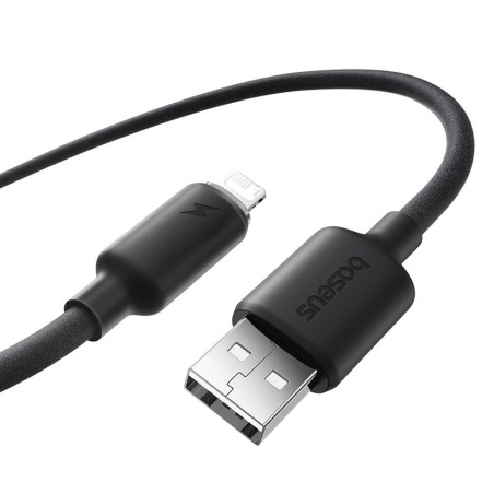 Premium Foamed Silicone Fast Charging Data Cable USB-A to Lightning 2.4A - Black