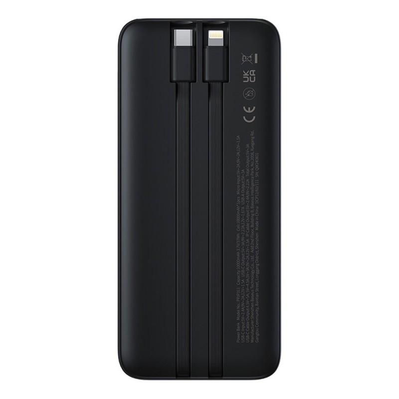 Premium Lipow Dual-Cable Power Bank with Digital Display 10000mAh 22.5W - Black