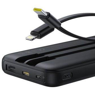 Premium Lipow Dual-Cable Power Bank with Digital Display 10000mAh 22.5W - Black