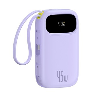 Premium EnerFill FC31 Digital Display Power Bank with 2 Built-in Cables - Purple