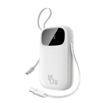 Premium EnerFill FC31 Digital Display Power Bank with 2 Built-in Cables - White