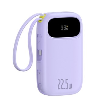 Premium EnerFill FC31 Digital Display Power Bank with 2 Built-in Cables - Purple