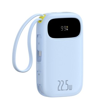 Premium EnerFill FC31 Digital Display Power Bank with 2 Built-in Cables - Blue