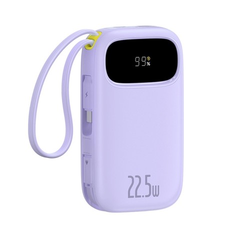 Premium EnerFill FC31 Digital Display Power Bank with 2 Built-in Cables - White