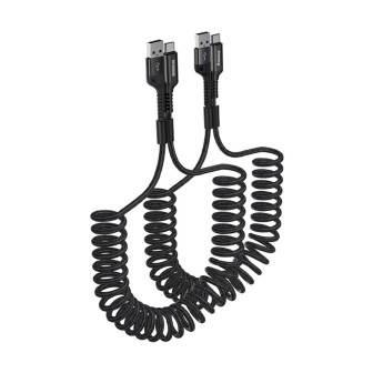 Premium Fish-Eye Coiled Data Cable USB-A to USB-C 2A 1m (Pack of