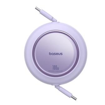 Premium Free2Pull Mini Retractable Charging Cable USB-C to USB-C 100W - Purple