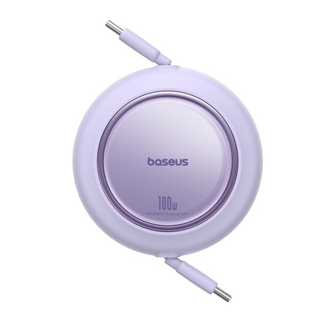 Premium Free2Pull Mini Retractable Charging Cable USB-C to USB-C 100W - Purple