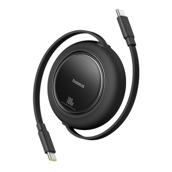 Premium Free2Pull Mini Retractable Charging Cable USB-C to USB-C 100W - Black