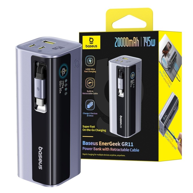Premium EnerGeek GR11 Power Bank With Retractable Cable 20,000mAh