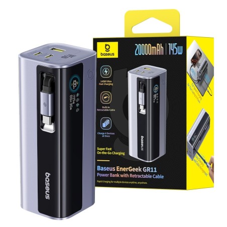 Premium EnerGeek GR11 Power Bank With Retractable Cable 20,000mAh
