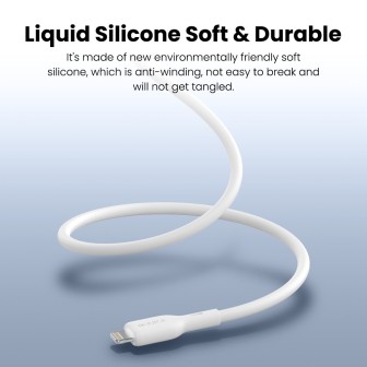 Premium PowerWire II Series Liquid Silicone Charging Data Cable USB-A to - White