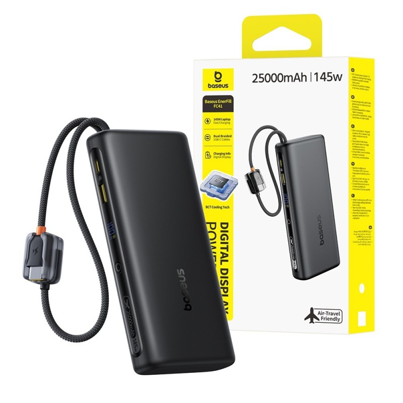 Premium EnerFill FC41 Digital Display Power Bank with Dual Built-in USB-C Cables