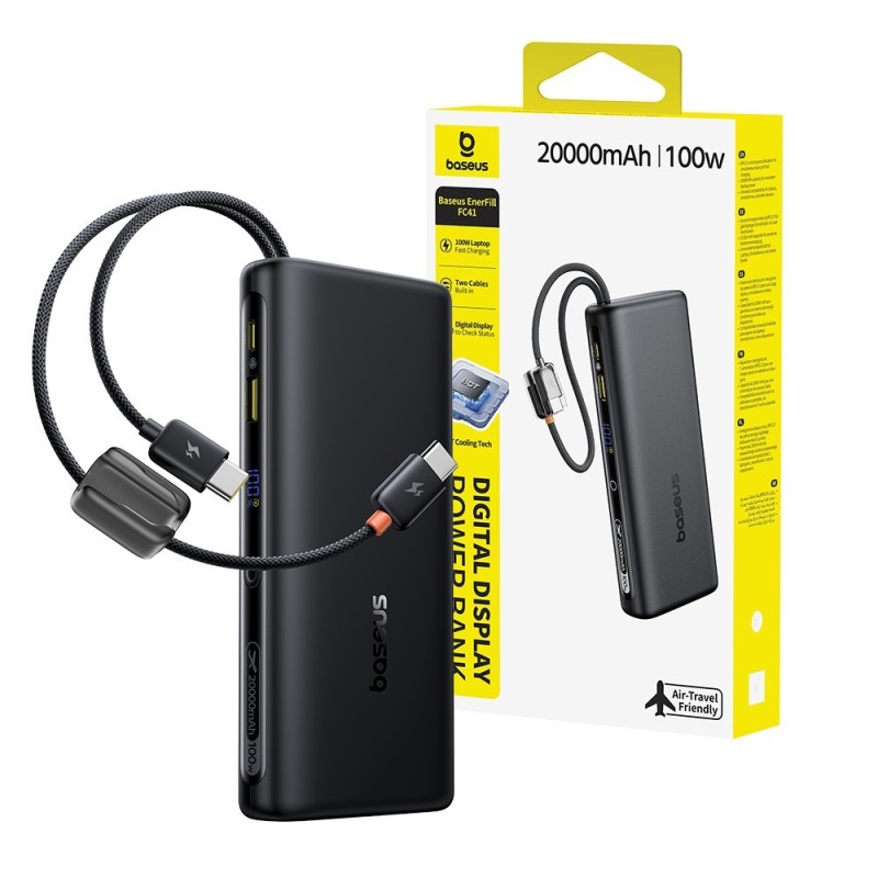Premium EnerFill FC41 Digital Display Power Bank with Dual Built-in USB-C Cables