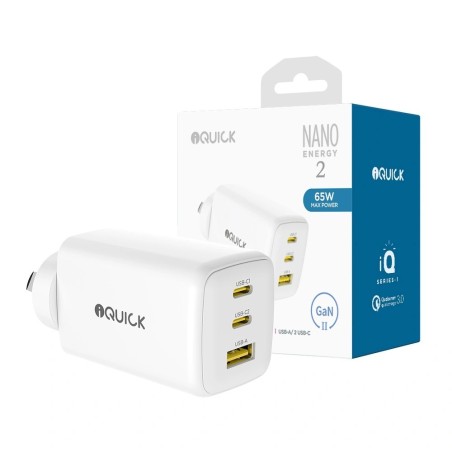 Premium NANO ENERGY 2 65W PD3.0 Dual USB-C and USB-A Ports Charging