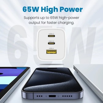 Premium NANO ENERGY 2 65W PD3.0 Dual USB-C and USB-A Ports Charging