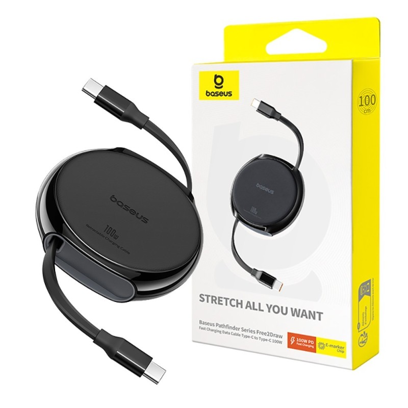 Premium Mingtu Series freely stretchable Fast Charging Data Cable Type-C - Black