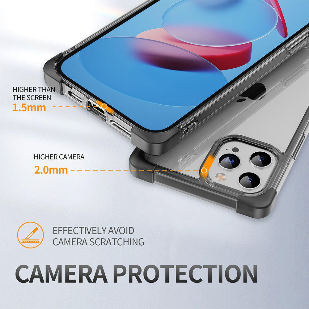 Anti-Shock Space Protective Clear Case Cover for iPhone 12 Pro Max-Clear - Black