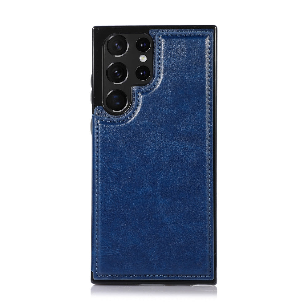 Back Flip Leather Wallet Cover Case for Samsung Galaxy S23 Ultra - Black
