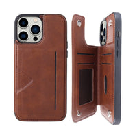 Thumbnail for Hanman Back Flip Leather Wallet Shockproof Cover Case for iPhone 15 - Black