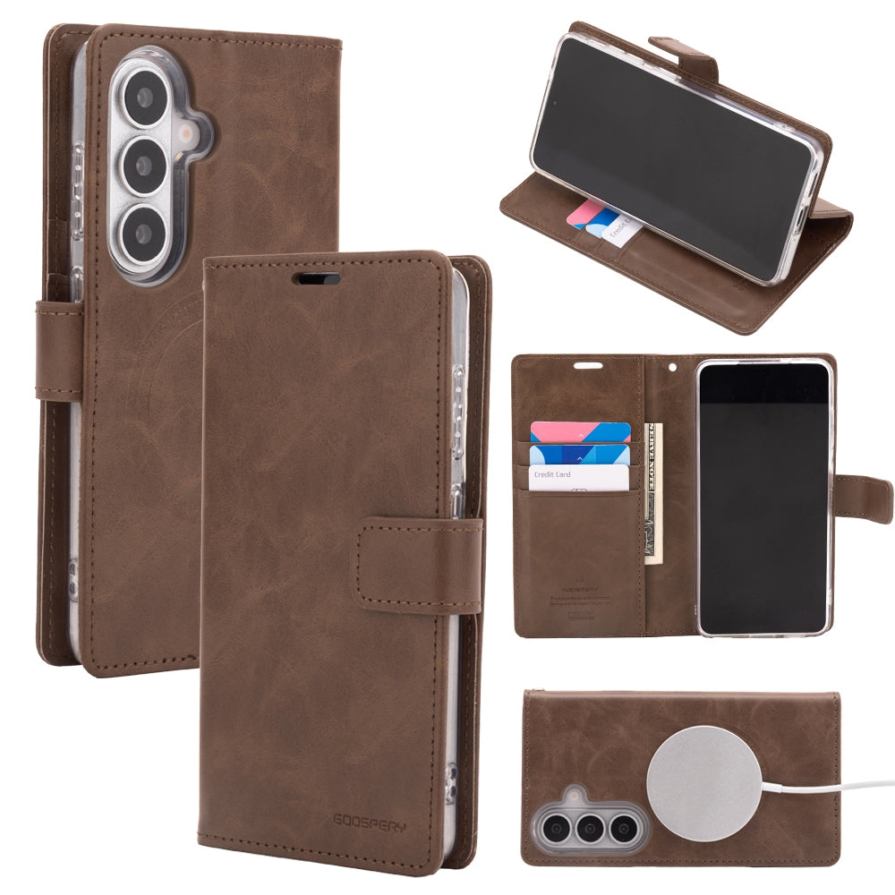 Samsung Galaxy S26 Leather Wallet Flip MagSafe Case Cover - Black