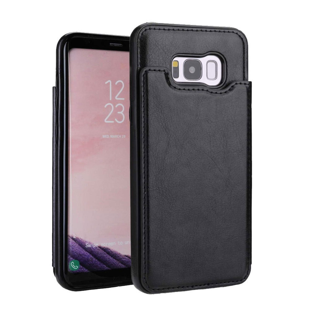 Samsung Galaxy S8 Plus Leather Wallet Flip Case Cover - Black