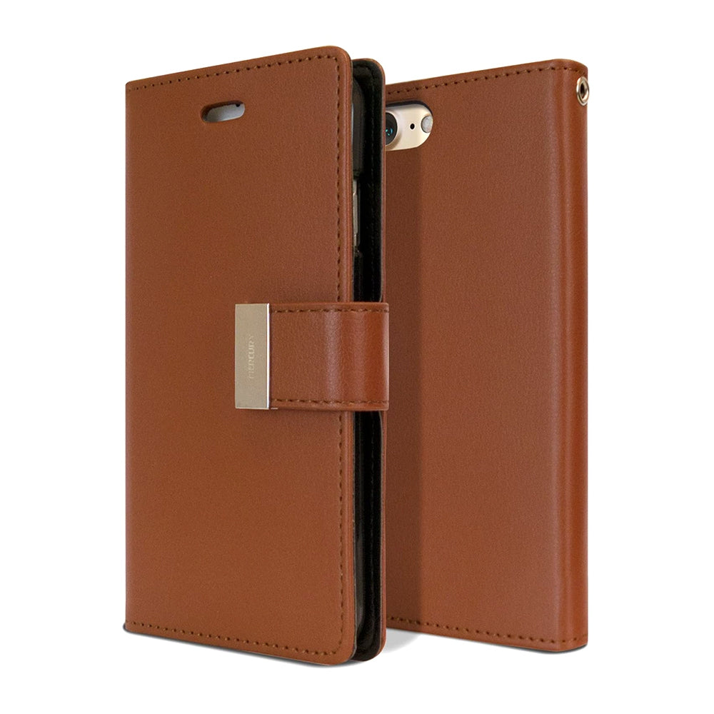 iPhone 7 Leather Wallet Flip Case Cover - Black