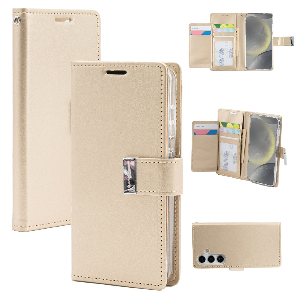 Samsung Galaxy S24 Leather Wallet Flip Case Cover - Black