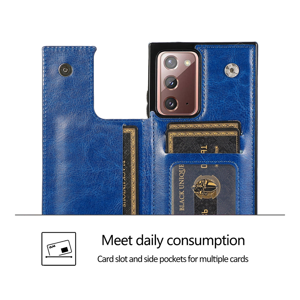 Back Flip Leather Wallet Cover Case for Samsung Galaxy Note 20 - Black