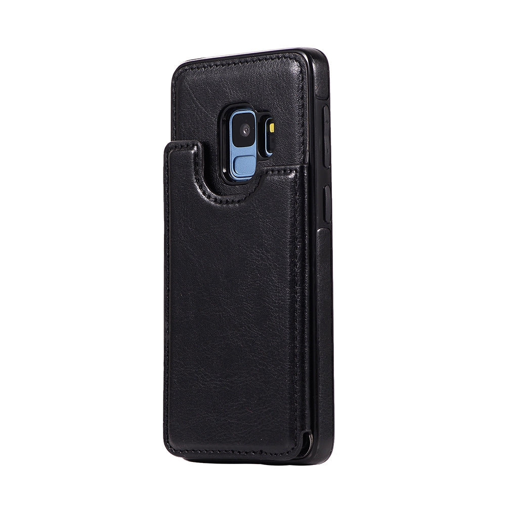 samsung-galaxy-s9-leather-wallet-flip-case-cover-black-19551 Black