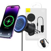 Thumbnail for Basues CW01 Magnetic Wireless Charging Car Mount 40W (Wireless Charging 15W and USB-A 25W) Claw Edition-Cluster