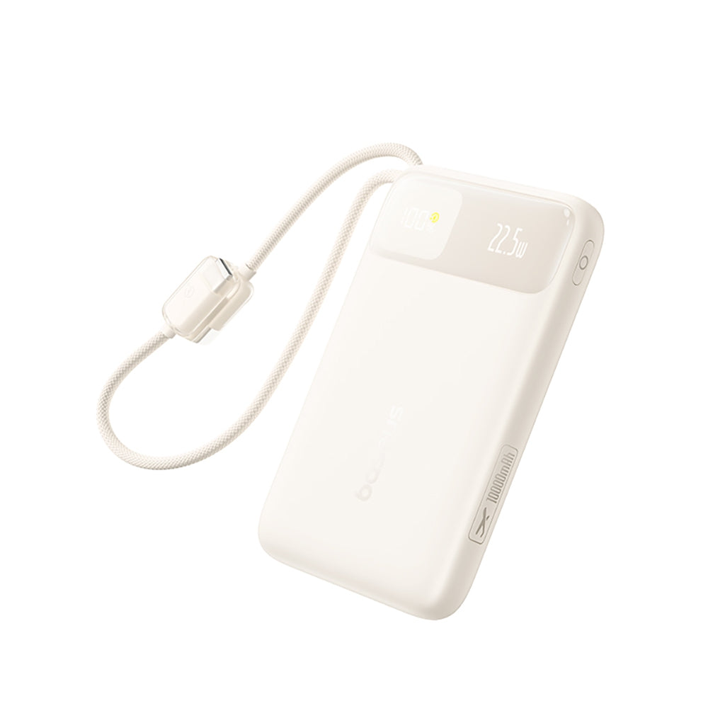 EnerFill FC11 Digital Display Power Bank with Dual Built-in Cables 10000mAh 22.5W - Beige