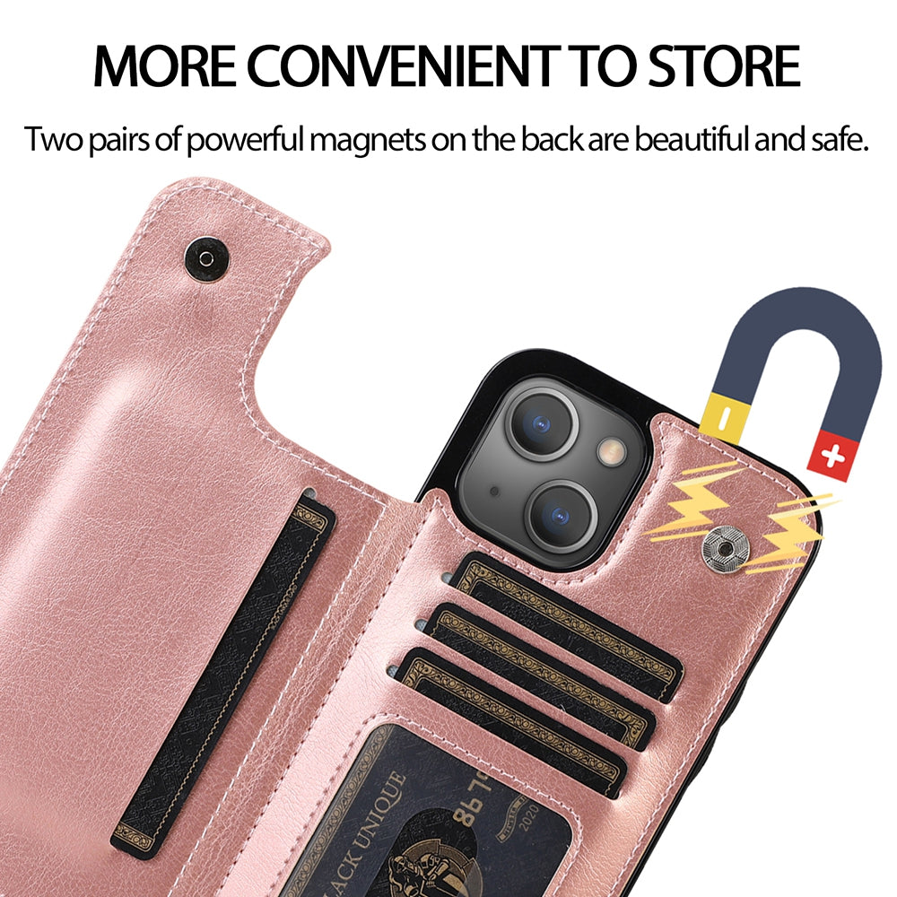 Back Flip Leather Wallet Cover Case for iPhone 13 - Black