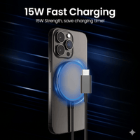 Thumbnail for Magnetic Wireless Charging Cable - 15W Fast Charging, Compatible with MagSafe Technology & Qi Wireless Charging for All Devices Enabled with Wireless Charging