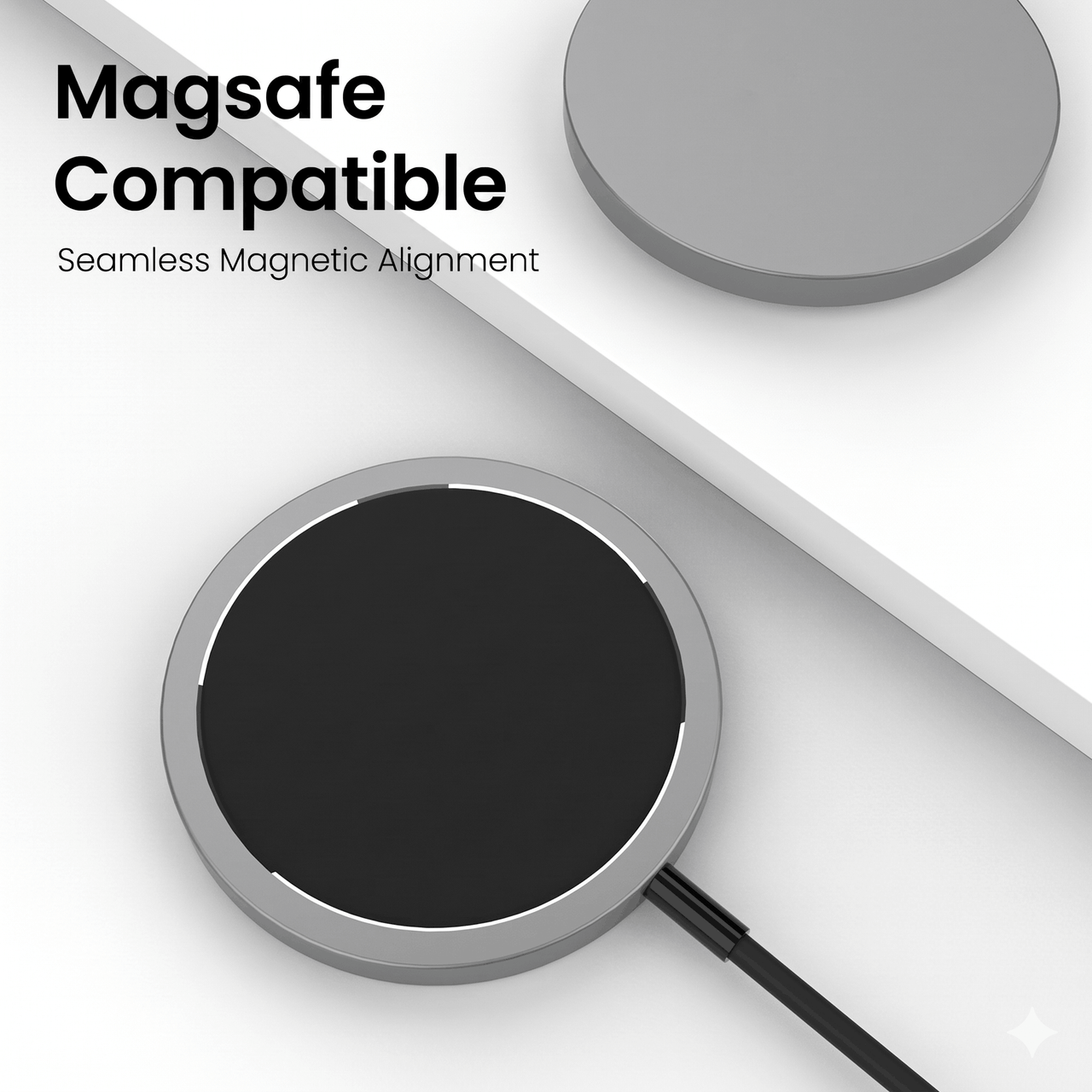 Magnetic Wireless Charging Cable - 15W Fast Charging, Compatible with MagSafe Technology & Qi Wireless Charging for All Devices Enabled with Wireless Charging