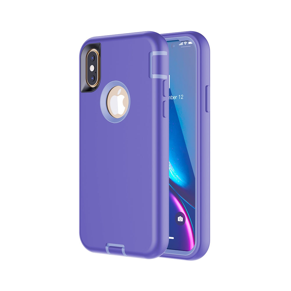 3 in 1 Shockproof Silicone Armor Case Cover for iPhone XS Max - Black