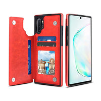 Thumbnail for Back Flip Leather Wallet Cover Case for Samsung Galaxy Note 10 Plus - Black